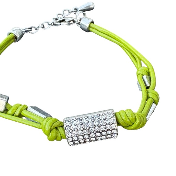 LIA SOPHIA Silver Tone COMRADE Corded 7" Cut Crystal Bracelet Pickle Green Color - Picture 4 of 5